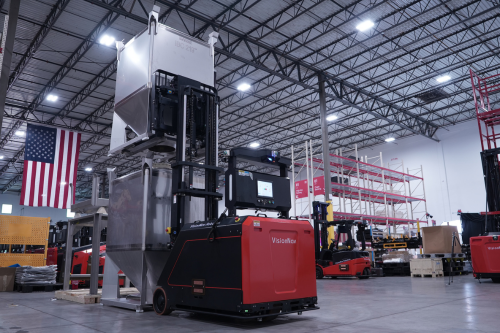 Cage stacking automated forklifts